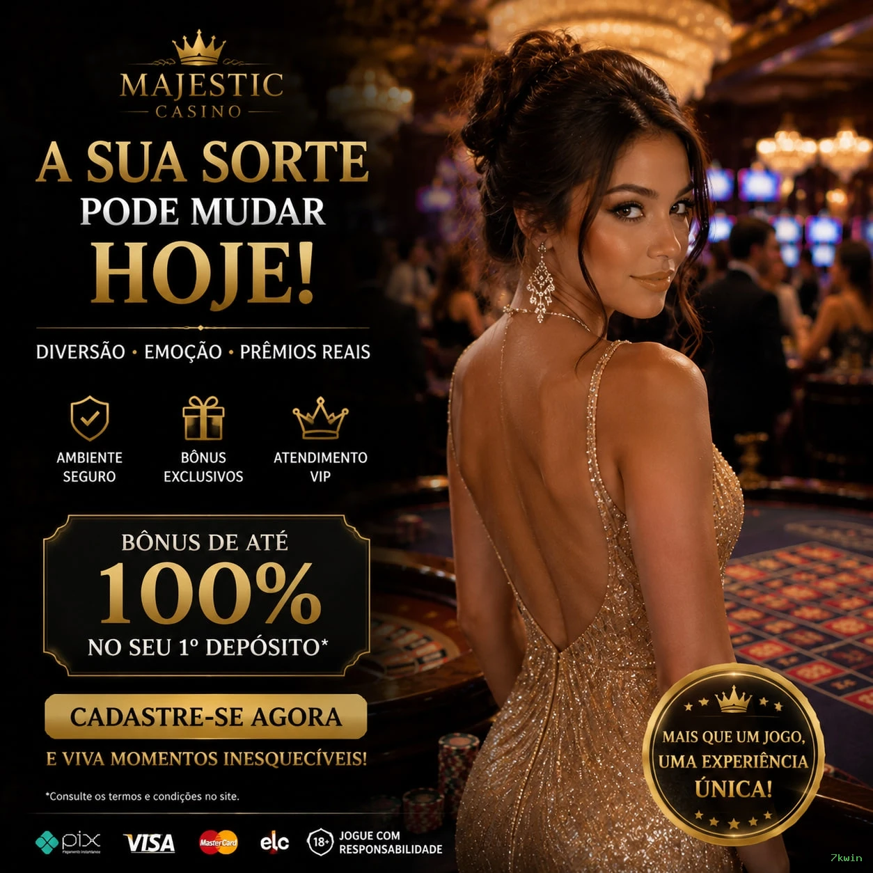 Imagem promocional da 7kwin mostrando a plataforma e suas vantagens